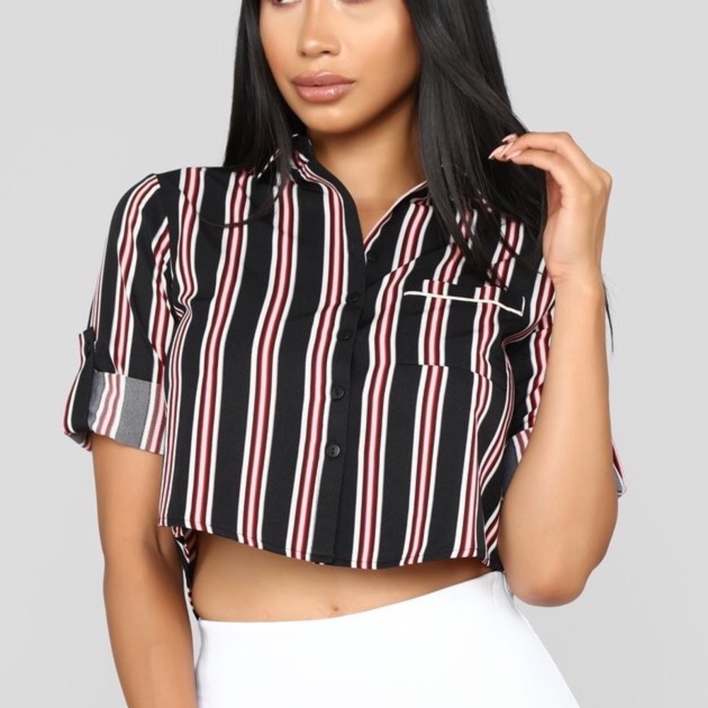 Black and Red Striped Top